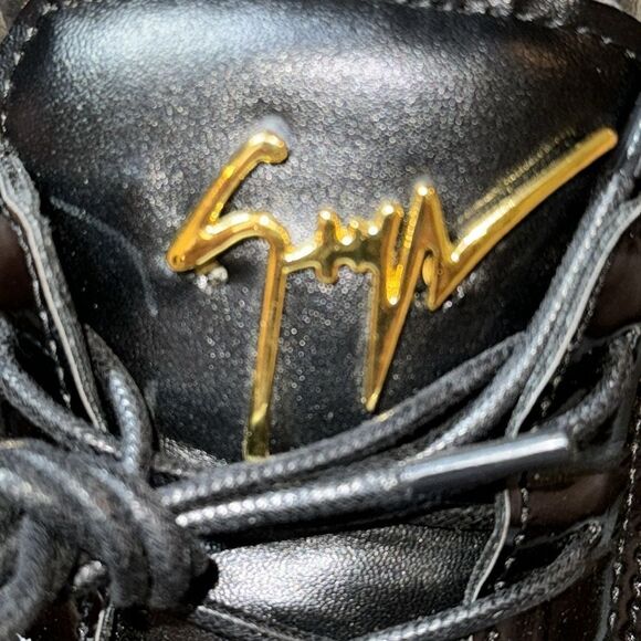 Giuseppe Zanotti Metal Signature Logo Black Leather High Top Sneaker Kriss 38/ 8 - Picture 4 of 14